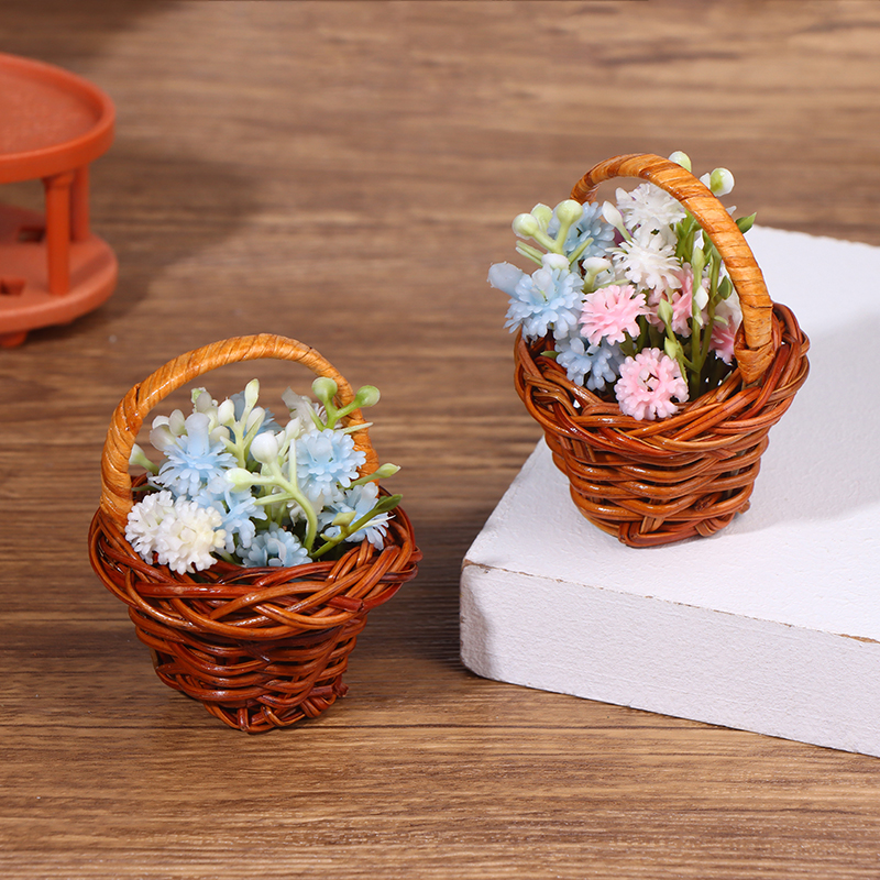 Kids Toys House - 1Set 1:12 Dollhouse Miniature Woven Flower