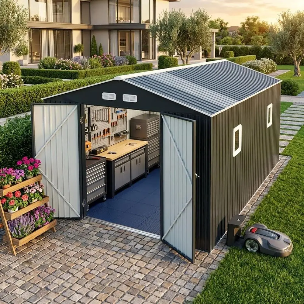 Kite Wind Outdoor - 10x12 T Metal Shed with loor
