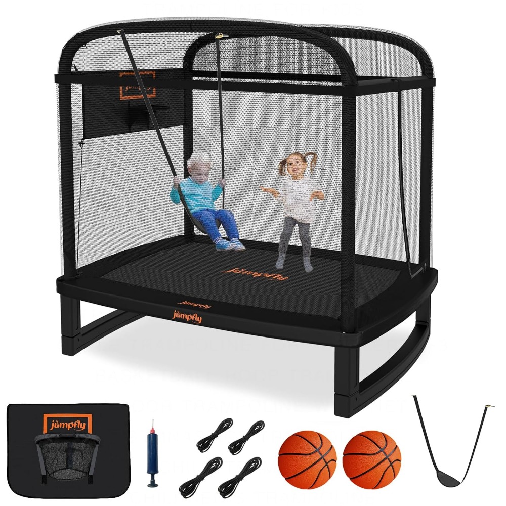 Trampoline Mini Indoor - 6FT Rectangle Toddler Trampoline with Swing