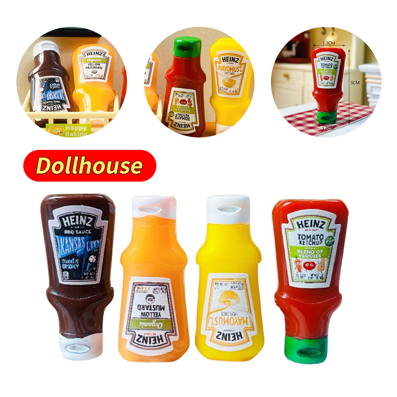 Kids Toys House - 4Pcs Dollhouse Miniature Strawberry Sauce Jam