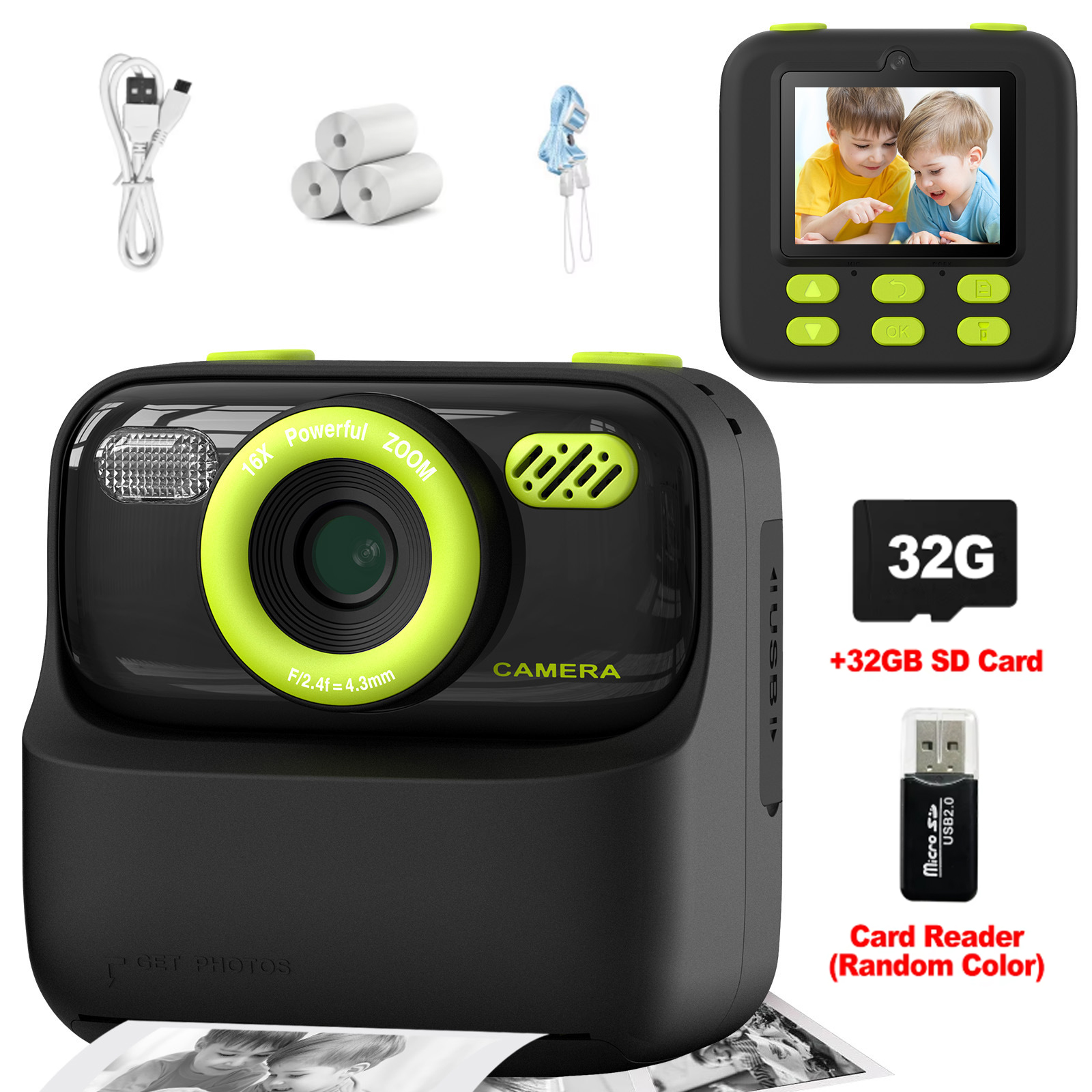Kids Toys Youtube - Kids Instant Print Camera 32GB 1080P