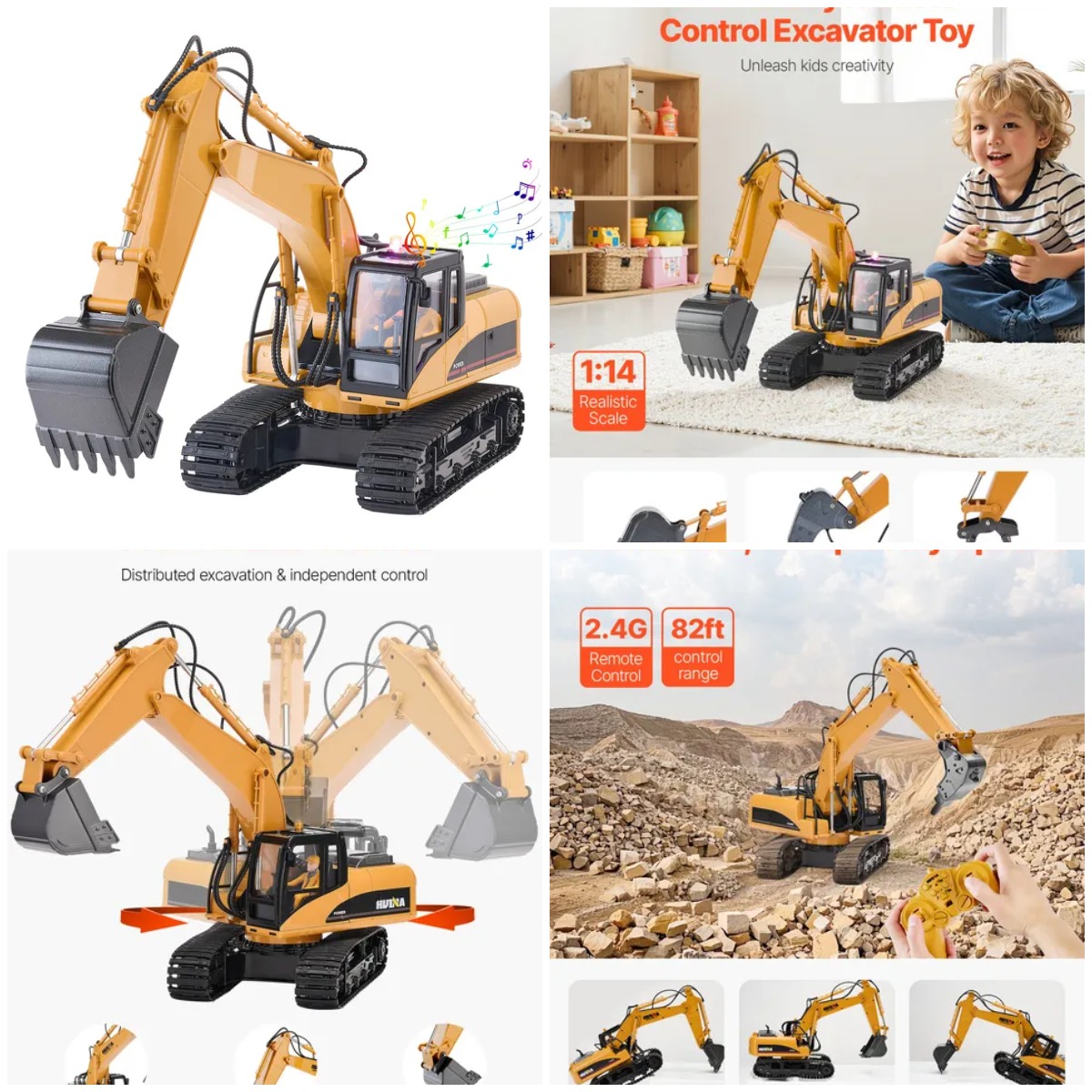 Kids Y Toys - Remote Control Excavator Toy 15 Channel